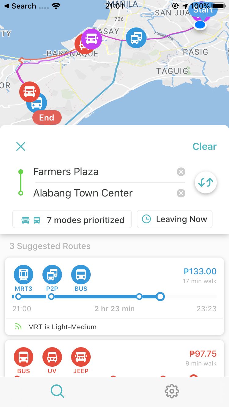 Commute directions from Farmers Plaza, Cubao to Alabang Town Center